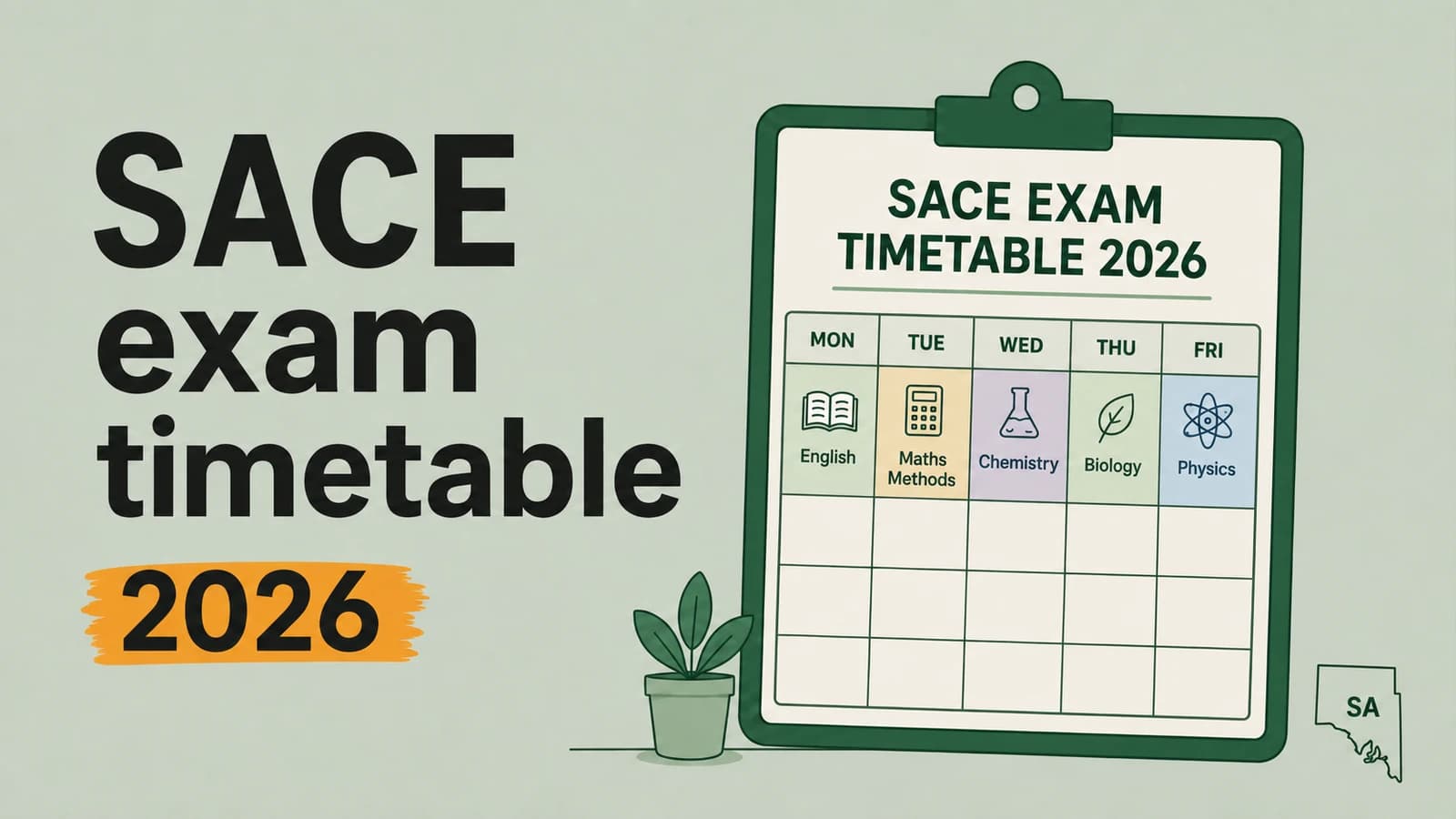 SACE exam timetable 2026